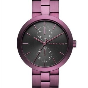 Michael Kors Purple Chronograph Watch Burgundy Steel Womens Watch